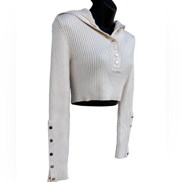 ZARA Ribbed Polo Collared Crop Top - Picture 3 of 7